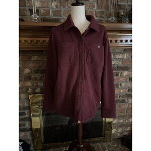 L L Bean Burgundy Snap Front Fleece Size Large
